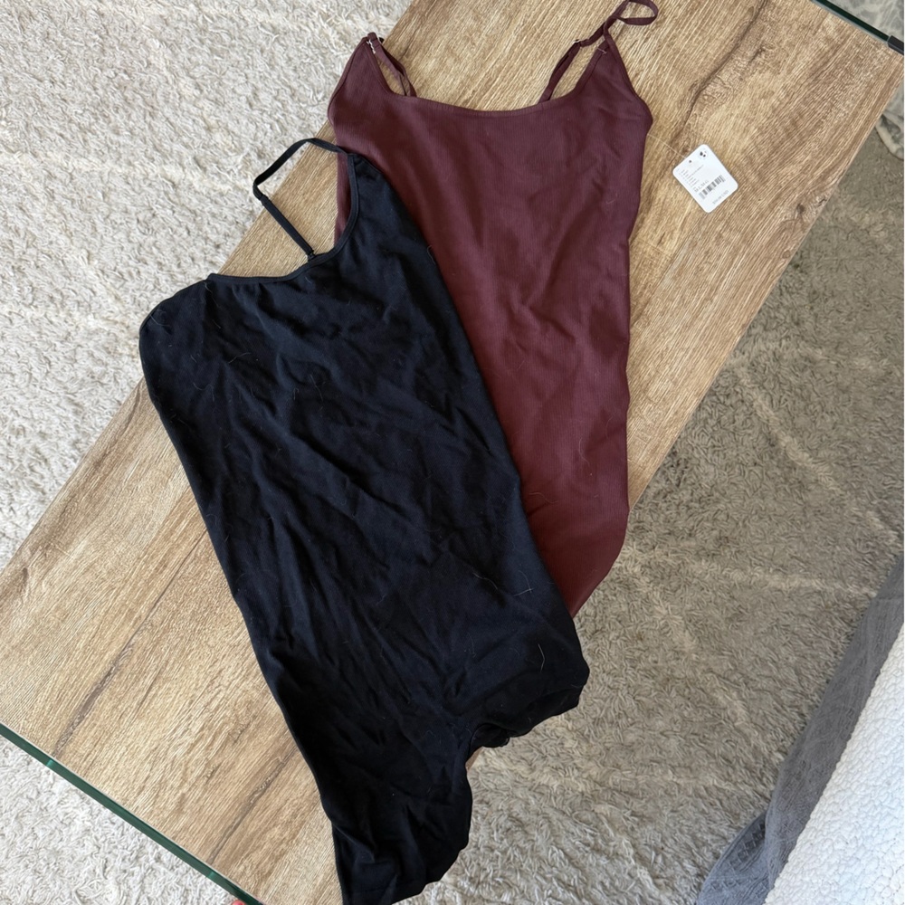 Free People Black and Burgundy Jumpsuits